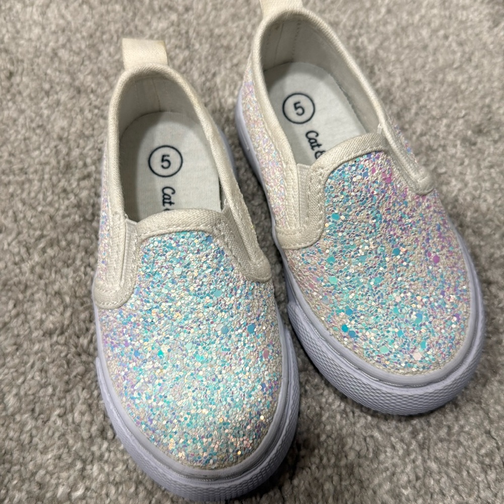 Cat & Jack sparkle sneakers for baby girls size 5